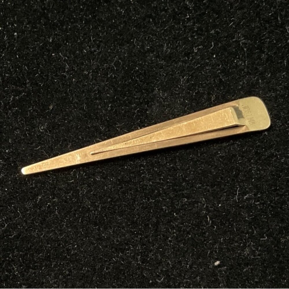 Vintage 14K Gold Tie Clip JOST With Black Leather Case